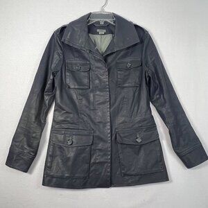 M0851 Womens Waxed Cotton Short Trench Rain Jacket Black Size 6 Classy Outerwear